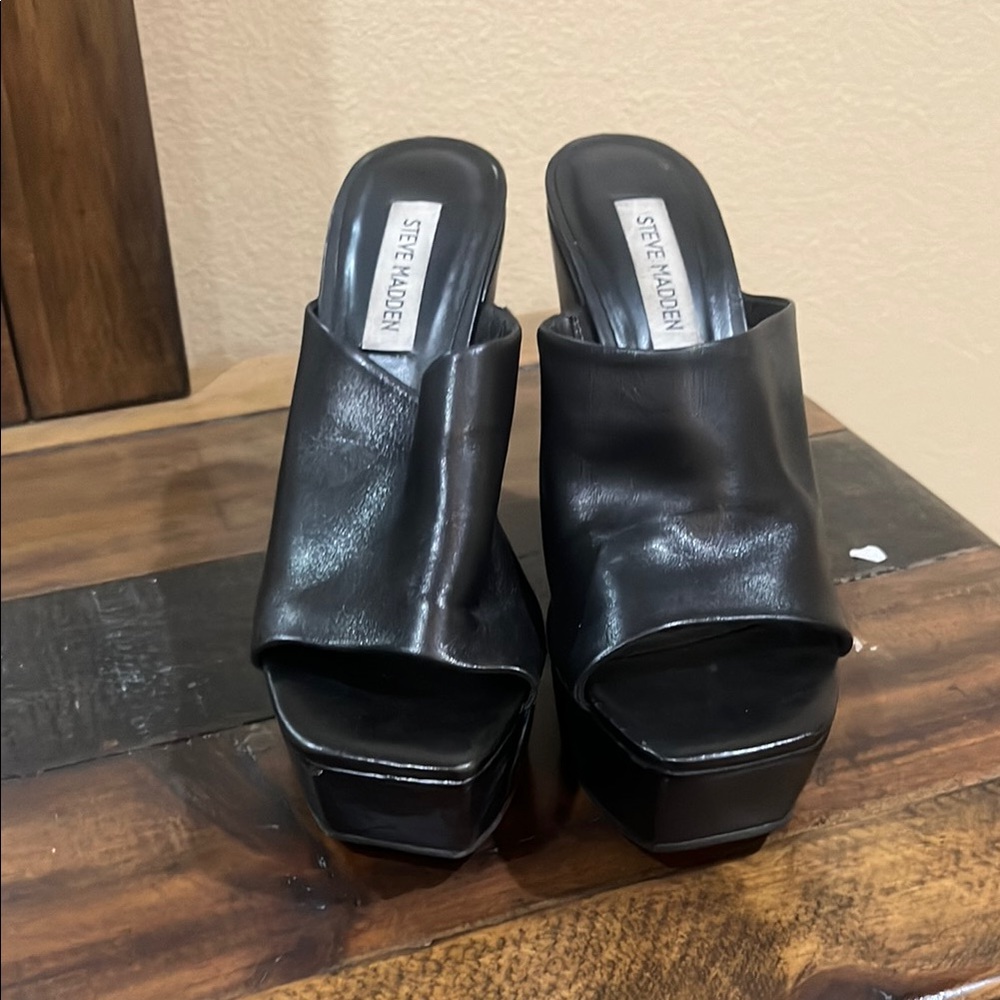 Steve Madden Black Platform Mules with Chunky Sole
